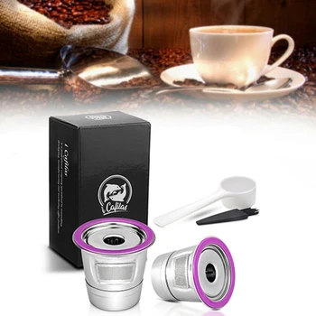 

2pcs Reusable Refillable K Cup Coffee Filter Pods Stainless Steel For Keurig BPA Free, Lead-free Coffee Machine Accessories