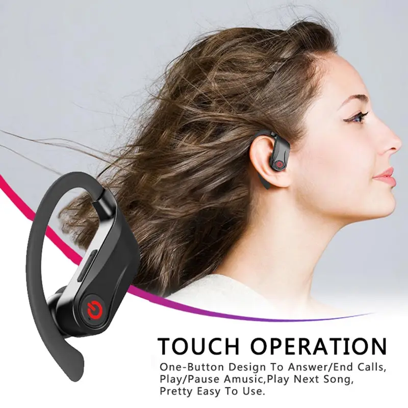 Q62 TWS Bluetooth Earphone with Dual Microphones Ear Hook Wireless Bluetooth 5 0 With 950mAh Charging Case For Phone