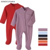 100% Cotton Newborn Baby Clothes Solid Color Jumpsuit Rompers Zipper Infant Boys Girls Spring Bottoming Shirt Jumpsuits Footed 1