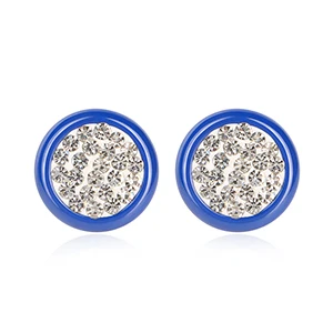 Blue Round Earring Шикарные серьги-гвоздики из керамики для мужчин и женщин, Роскошные Синие элегантные стильные квадратные серьги-гвоздики с микро кубическим цирконием, подарки - Окраска металла: Blue Round Earring