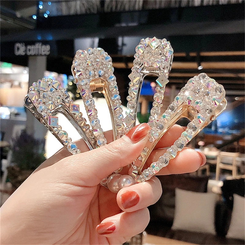1pcs Shiny Rhinestone Crystal Pearl Hair Clip Hairpins Barrettes for Girl Women Headwear Hairclip Hair Accessories 3