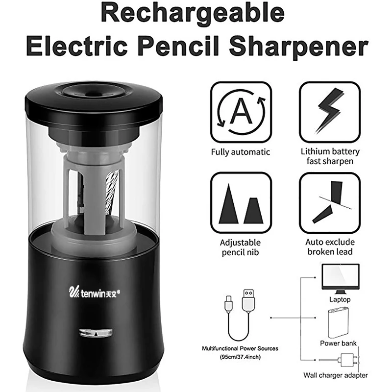 - Tenwin Electric Automatic Pencil Sharpener Heavy Duty Usb Mechanical For Kids School Stationery Office And Stationery Home Suppl