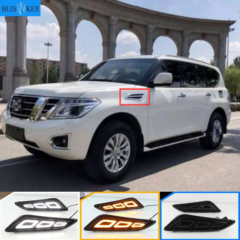 

For Nissan Patrol 2014-2019 LED Side Fender Lights Daytime Running Lights With Yellow Turn Signal Lamp Waterproof