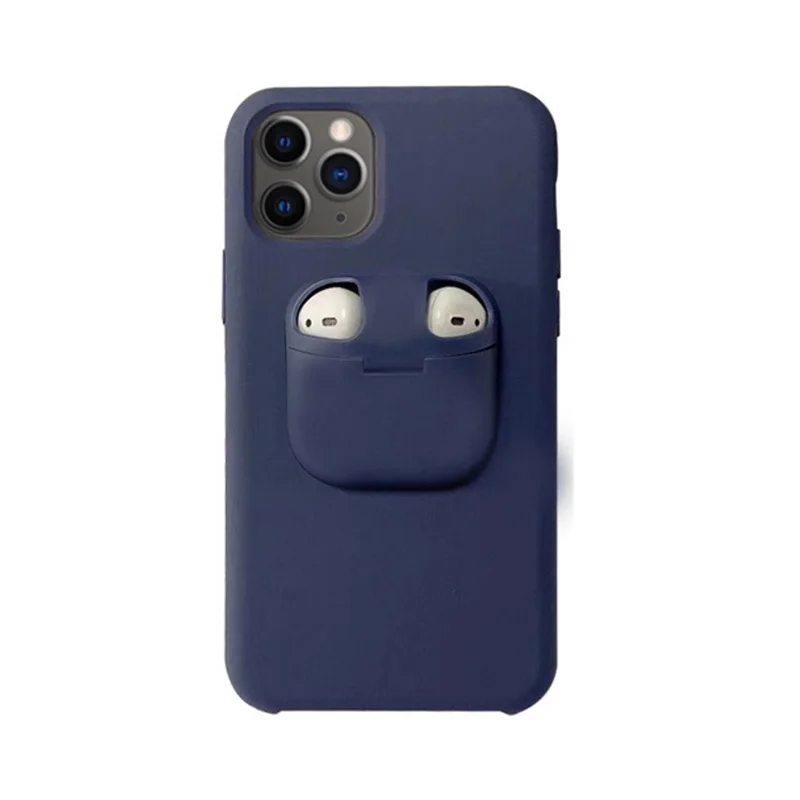 Беспроводные наушники, гарнитура, чехол для Airpods 1 2, карамельный цвет, силиконовый чехол для телефона для iPhone 11 Pro XS Max XR X 6 7 8 Plus - Цвет: Midnight blue