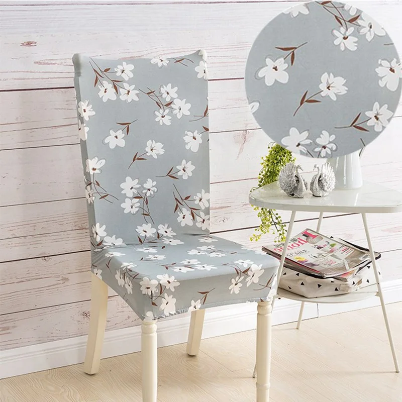 Pastoral Flower Removable Print Chair Cover Banquet Dining Room Seat Protector Slipcover Stretch Dining Chair Cover Home Decor
