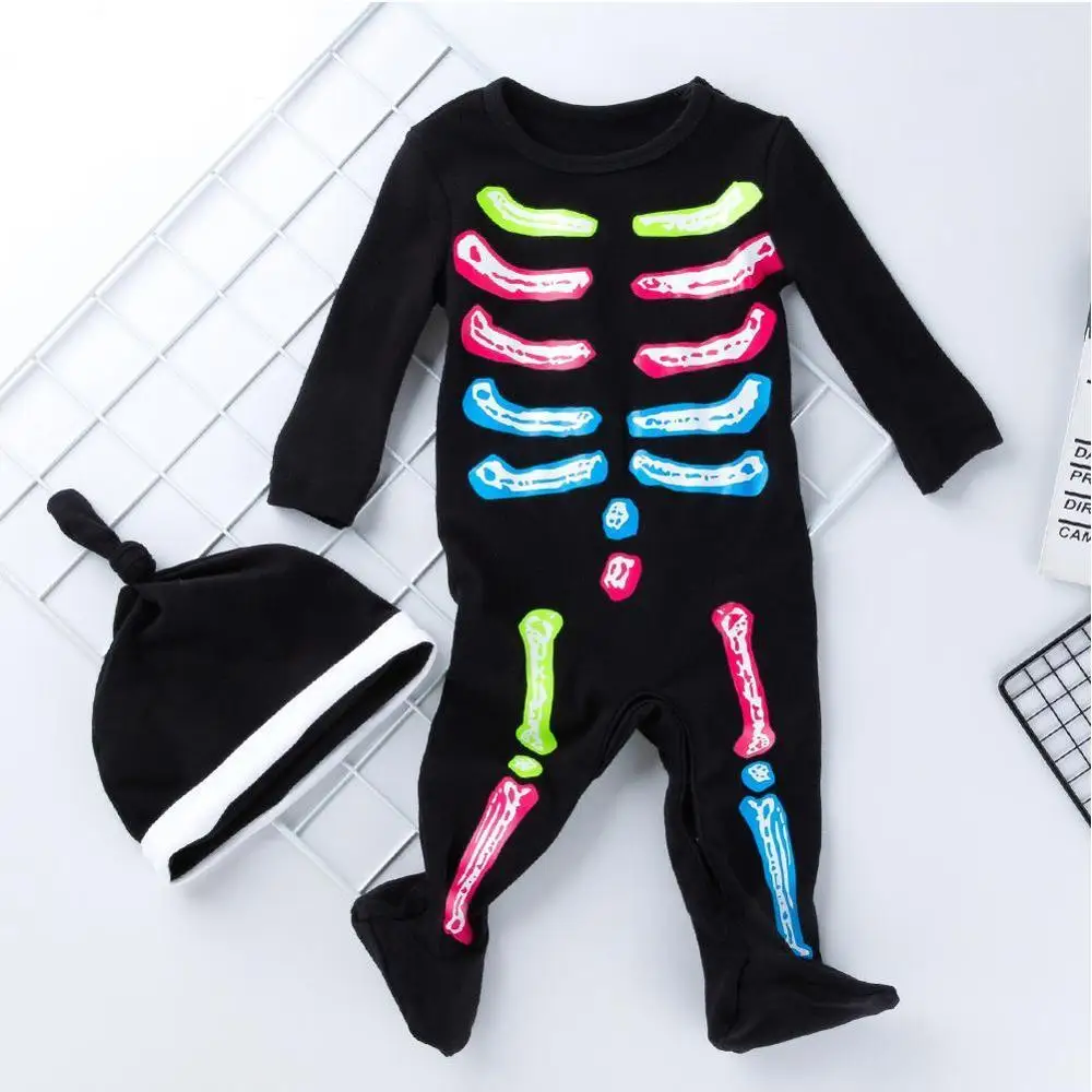 

Halloween New 0-2 Years Baby Long-sleeved Black Jumpsuit Baby Cartoon Long Climbing Jumpsuit Foreign Trade Children's Cloth