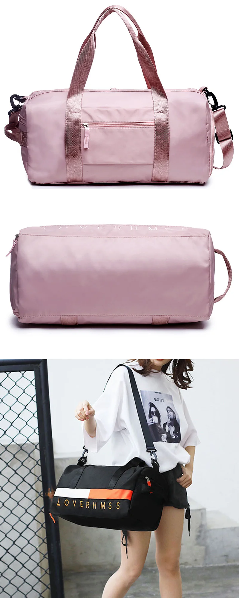 Высококачественная нейлоновая сумка для путешествий, женские сумки через плечо, вместительная Компактная сумка для поездки с сумкой для обуви