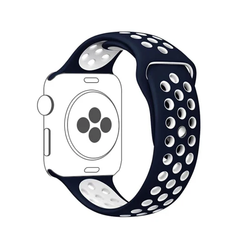 blue white 15 Спортивный ремешок для часов для apple watch группа 4 5 44 мм 40 мм correas, 42 мм, 38 мм, версия наручных часов iwatch, браслет series 5/4/3/2/1 силиконовый ремешок для часов с резиновой лентой - Цвет ремешка: blue white 15
