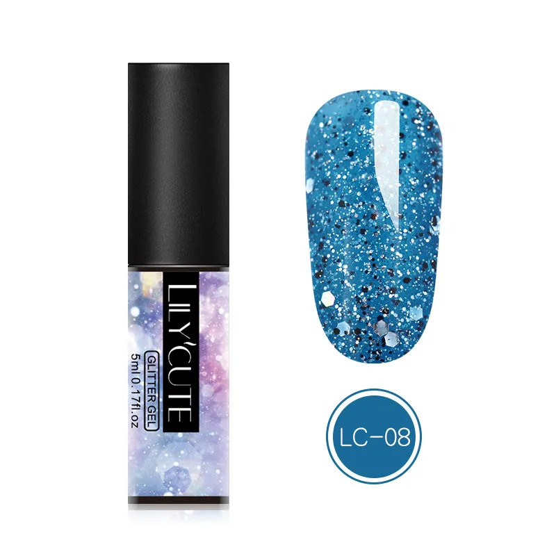 glitter 08 LILYCUTE блестки Гель-лак для ногтей замочить от ногтей УФ светодиодный Блеск Гель-лак для маникюра инструмент для дизайна - Цвет: glitter 08