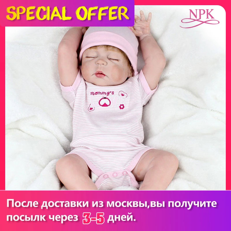 55 см Реалистичная кукла Спящая девочка мягкие виниловые куклы для новорожденных