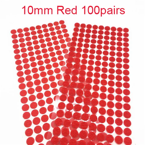10mm Red 100pairs 10 мм, 100 пар, белая, черная волшебная наклейка, лента для монет с сильным клеем, самоклеющаяся лента для крепления, детский аксессуар «сделай сам» ручной работы - Цвет: 10mm Red 100pairs