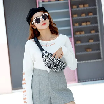 

Printed leopard pattern 2019 autumn and winter new double-layer Korean cool shoulder chest bag crossbody bags for women