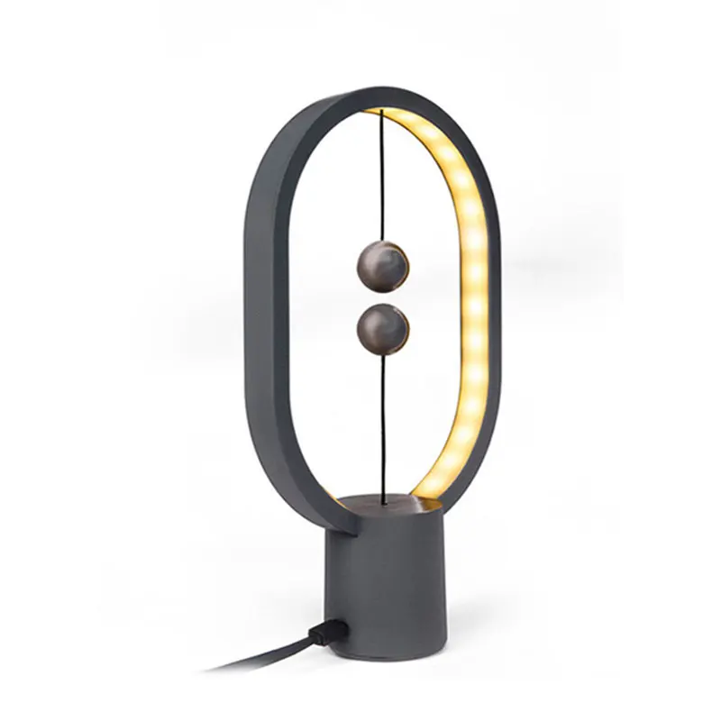 Dark Gray Мини Heng светодиодный балансировочный светильник с usb зарядкой, эллипс, магнитный Средний воздушный переключатель, Ночной светильник, домашний декор, настольная лампа, креативный подарок для детей - Испускаемый цвет: Dark Gray