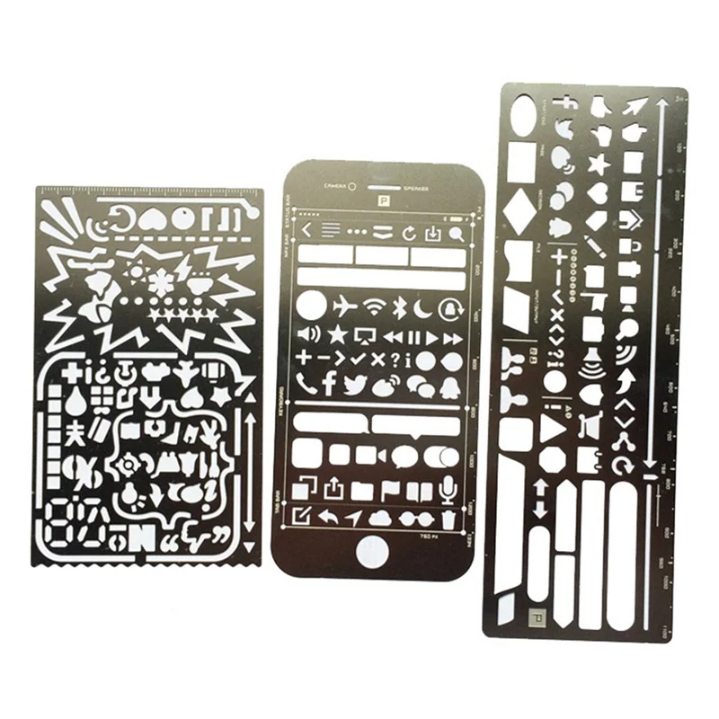 

Multifunctional Stainless Steel Hollow Ruler Geometric Figure Drawing Stencils Templates Metal Ruler Diy Tool Diary Template