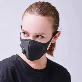 

Unisex Dustproof Sponge Face Mouth Mask with Breath Valve Washable Reusable Respirator Black Breathable Mouth Mask