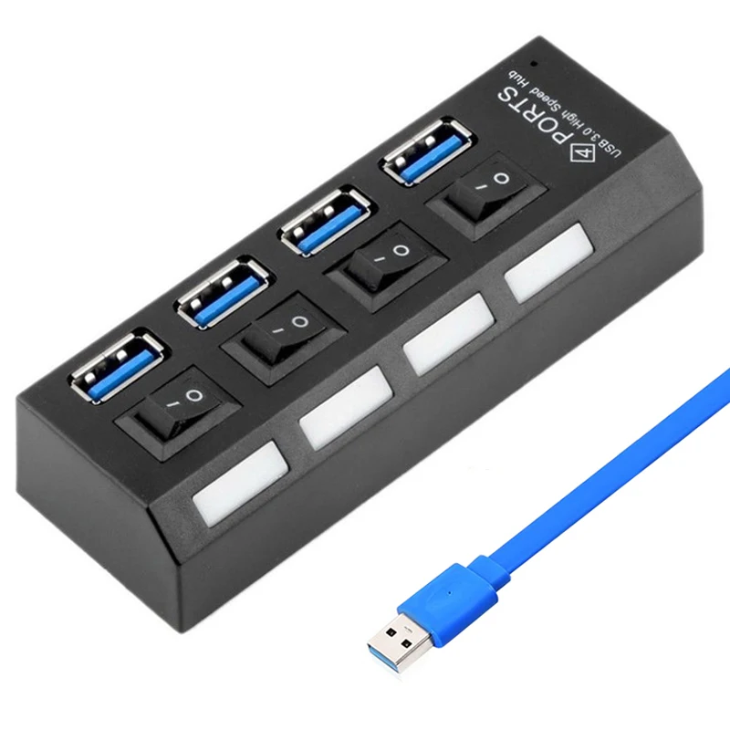 4 порта s высокая скорость 5 Гбит/с концентраторы Hi-speed 4 порта USB 3,0 мульти концентратор разветвитель расширения для настольного ПК ноутбук адаптер usb-концентратор 3,0 - Цвет: Black