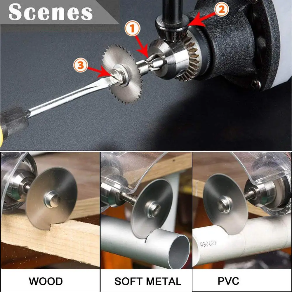 Дисковый нож небольшого размера 6 шт. лезвия для циркулярной пилы+ 1 шт. 3,2 мм диаметр стержня HSS деревянные металлические отрезные колеса для вращающихся электроинструментов Dremel
