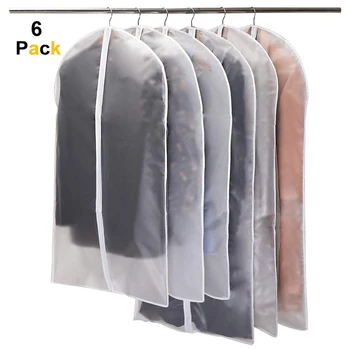 

6pcs Vacuum Bags For Storing Clothes Garment Suit Dust Cover Protector Wardrobe Storage Bag Cloth Hanging Garment Coat Dustproof