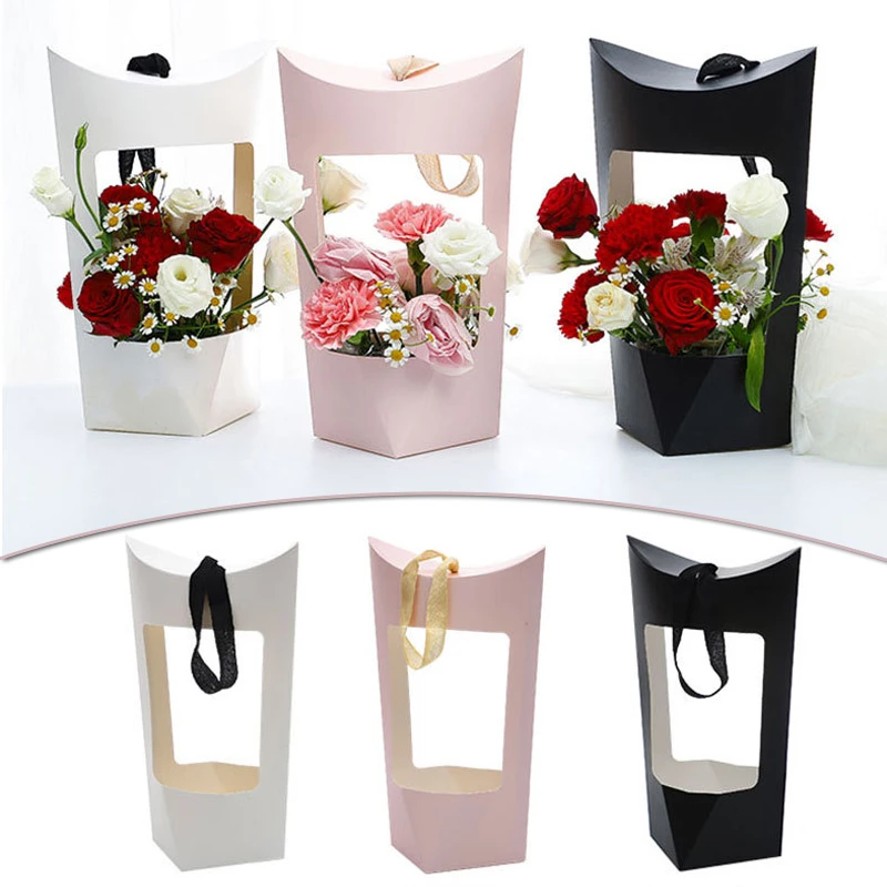 Caja de embalaje de flores blancas/rosas/negras, paquete de flores de  papel, envoltura de regalo para el día de la madre, bolsa para dulces,  pasteles, galletas, 1 unidad|Envoltorios y bolsas de regalo| -