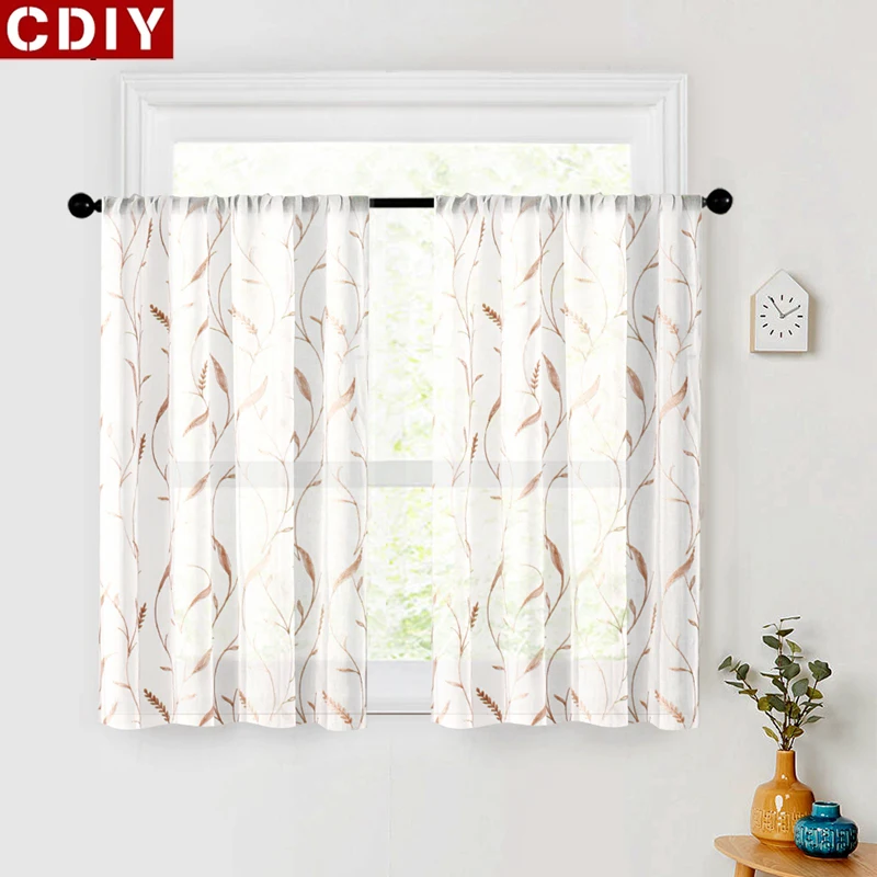 Curtain Tulle Window Sheer Kitchen Living Room Bedroom Curtains Screening Drapes 