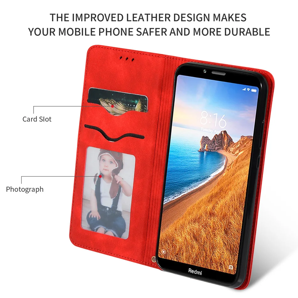Роскошный чехол-кошелек для Xiaomi Redmi 7A, чехол для Redmi 7, деловая откидная сумка для Xiomi Redmi Note 7 Pro, чехол-книжка из ТПУ, кожаный чехол s