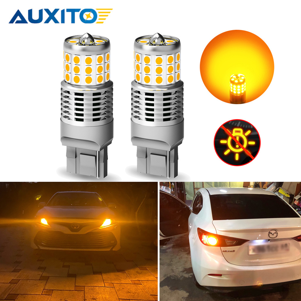 2pcs T20 7440 W21w Led Yellow Canbus Rear Front Turn Signal Light For Mazda 3 6 5 2 Cx-5 Cx-3 Cx-7 Cx-9 Mpv Indicator Lamp 1156 - Signal Lamp