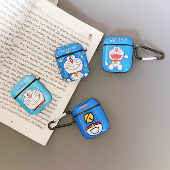

Anime Doraemon machine Cat earphone case For AirPods 1 2 charging box Soft silicone Wireless bluetooth headphone cover coque