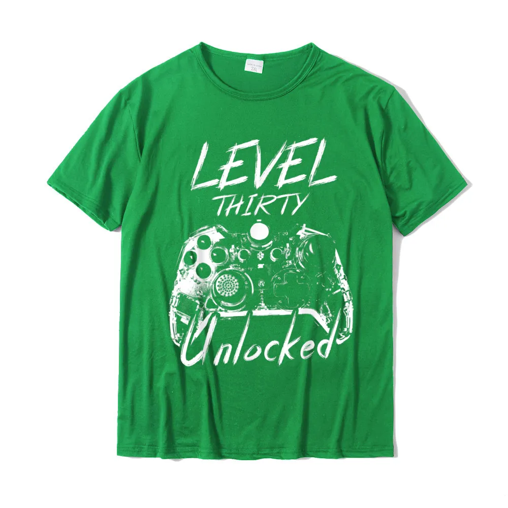 Europe Birthday Short Sleeve Tops & Tees Summer Crew Neck 100% Cotton Youth T Shirts Birthday T-shirts Graphic Level 30 Unlocked 30 Years Old Vintage Gamer 30th Birthday T-Shirt__20164 green
