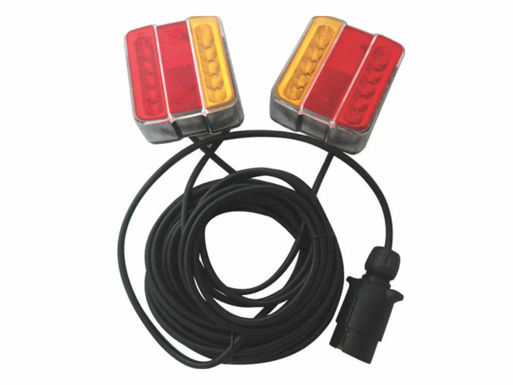 1Pair Caravan Magnetic 15 LED Trailer Towing Tail Light Rear Indicator Brake Reflector Number Plate Lights Lamp