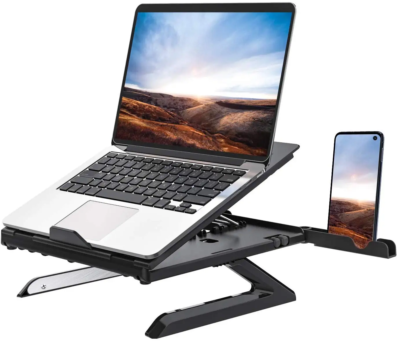 Laptop Stand Multi-Angle Adjustable Laptop Holder with Heat-Vent Ergonomic Portable Foldable Laptop Riser For up to 15 inches Laptop Stand Multi-Angle Adjustable Laptop Holder with Heat-Vent Ergonomic Portable Foldable Laptop Riser For up to 15 inches