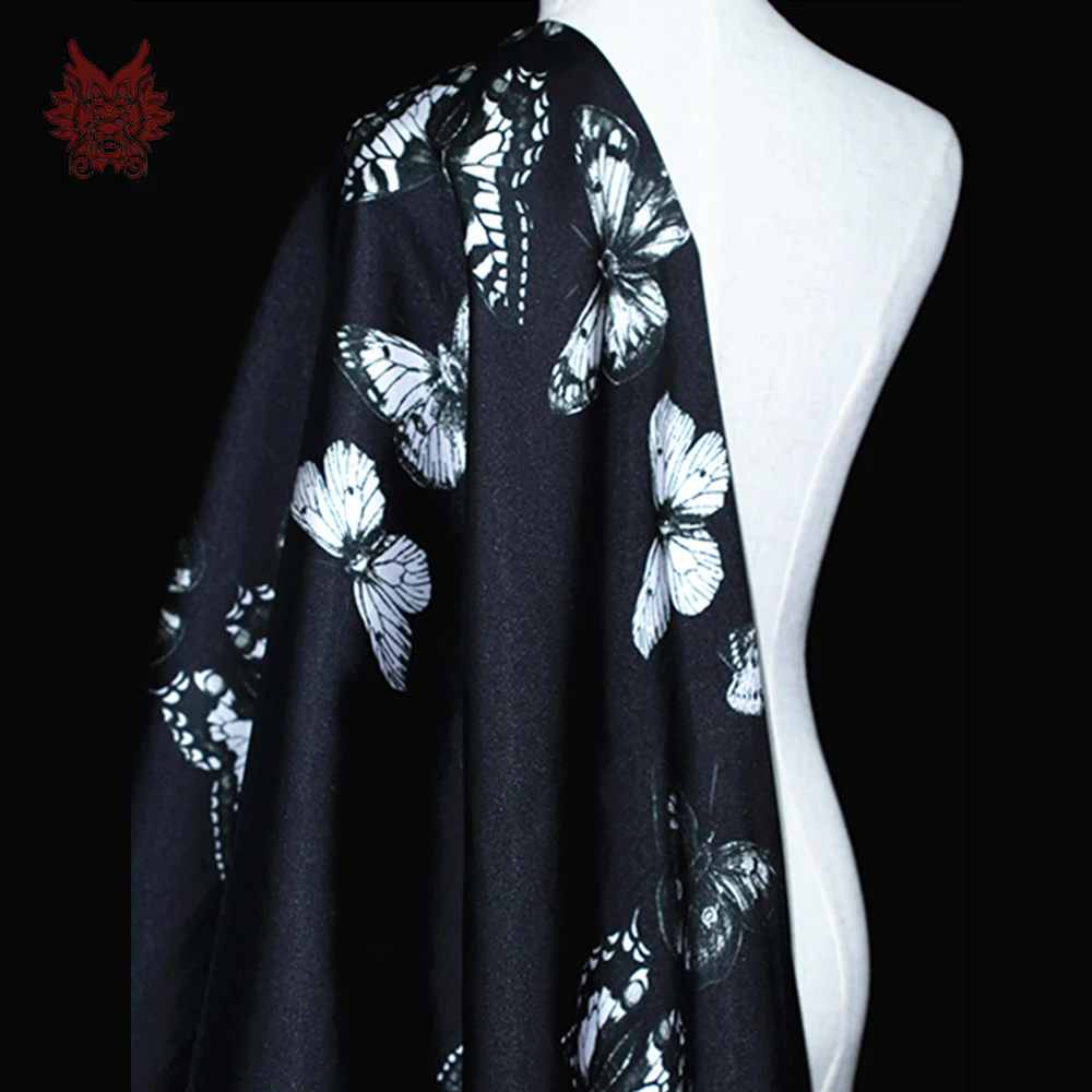 

2019 New fashion vintage butterfly printed polyester brocade fabric for autumn dress windbreaker tecidos tissus africain SP5811