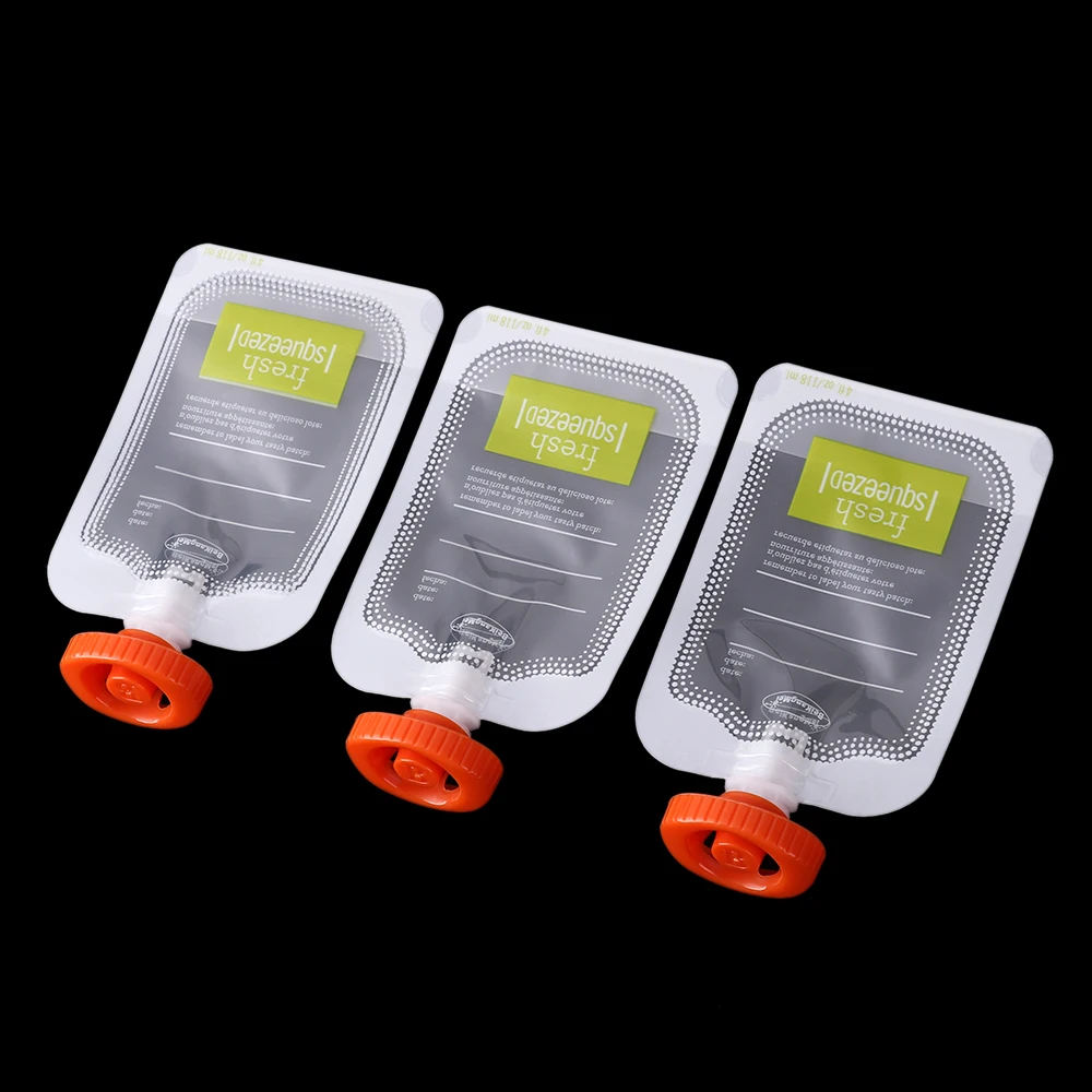 10Pcs Baby Food Storage Pouch Reusable Cover Lock Squeezed Pouch Weaning Food Storage Supplement Package