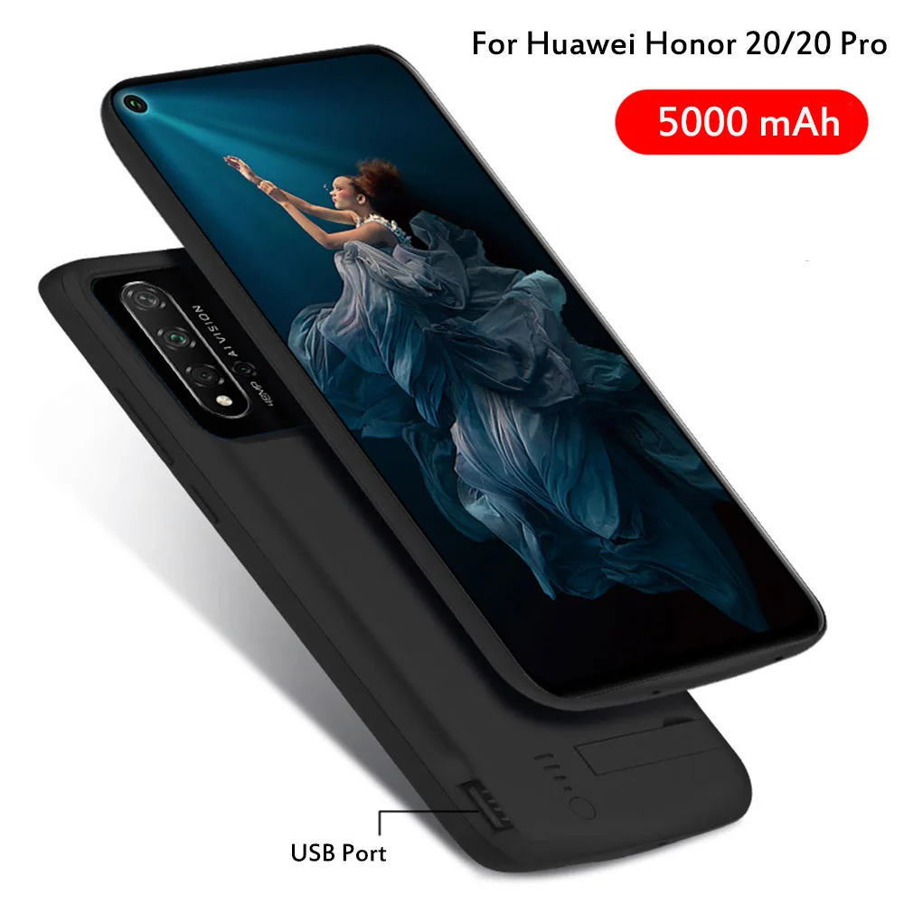 5000mAh Аккумулятор Чехол для huawei Honor 20/20 Pro крышка питания USB зарядное устройство Capa