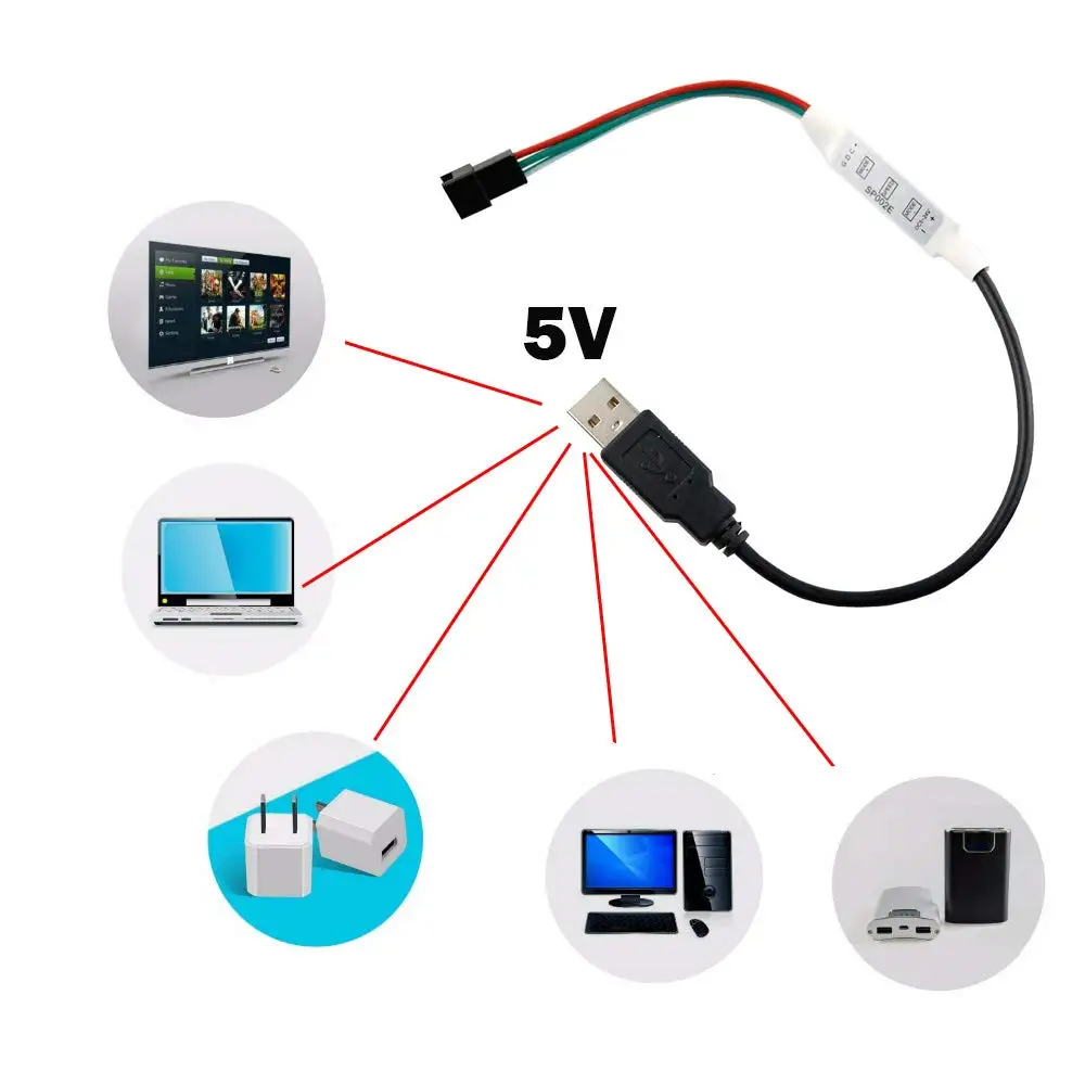 DC USB Pixel пульт дистанционного управления Mini 3key RF 14key 17key 21key пульт дистанционного управления для ws2811 WS2812B SK6812 пикселей полноцветный светодиодный светильник