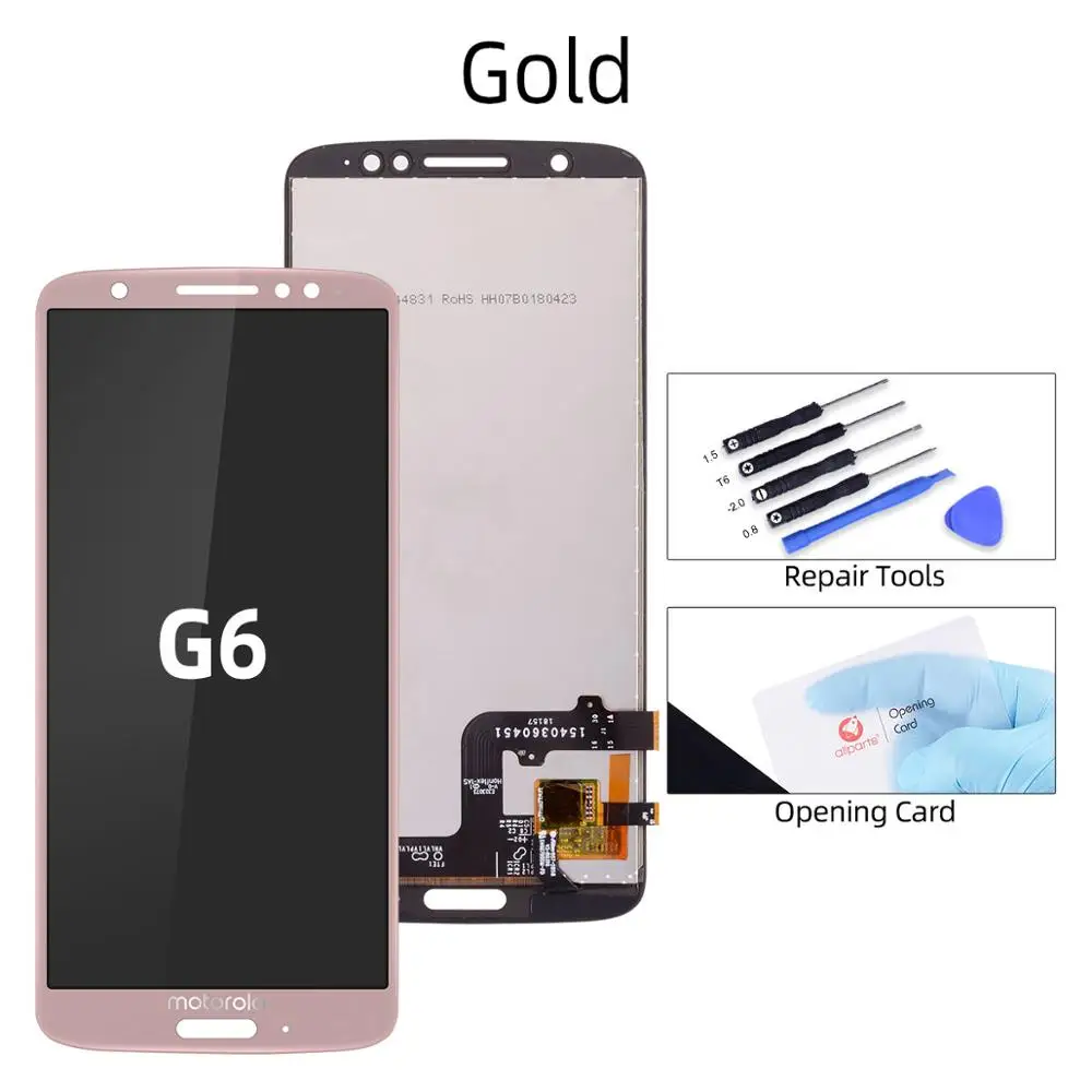 Дисплей для Motorola Moto G6 Play в сборе с тачскрином на рамке 5.7 inch XT1922 XT1922-4 - Цвет: G6 Gold