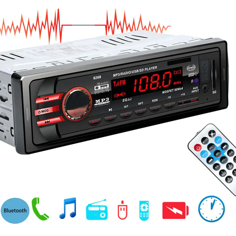 DC 12 В автомобильный Bluetooth аудио приемник 1 DIN In-Dash FM Aux SD USB MP3 стерео радио D08A
