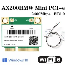 2400 Мбит/с Wi-Fi 6 Mini PCI-E карта беспроводная Wi-Fi карта для Intel AX200 2,4G/5 ГГц Bluetooth 5,0 802.11ax/ac для ноутбука антенны Win10