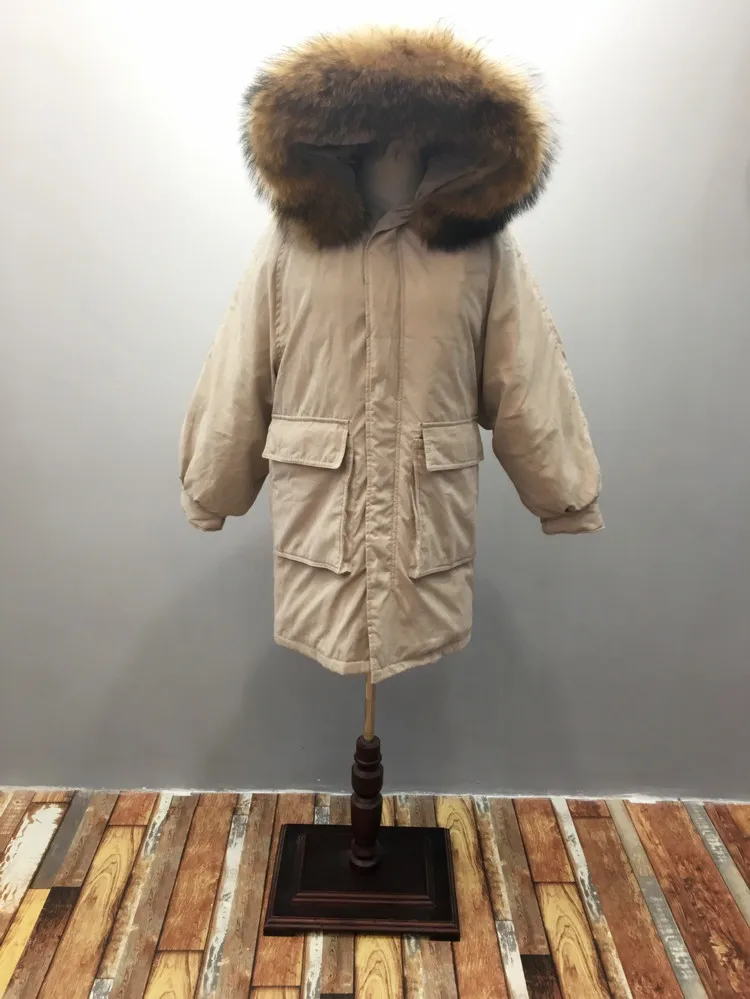 New Style Korean-style Fashion Large Fur Collar off Season down Jacket Women's Mid-length over-the-Knee Large Pocket Slim F