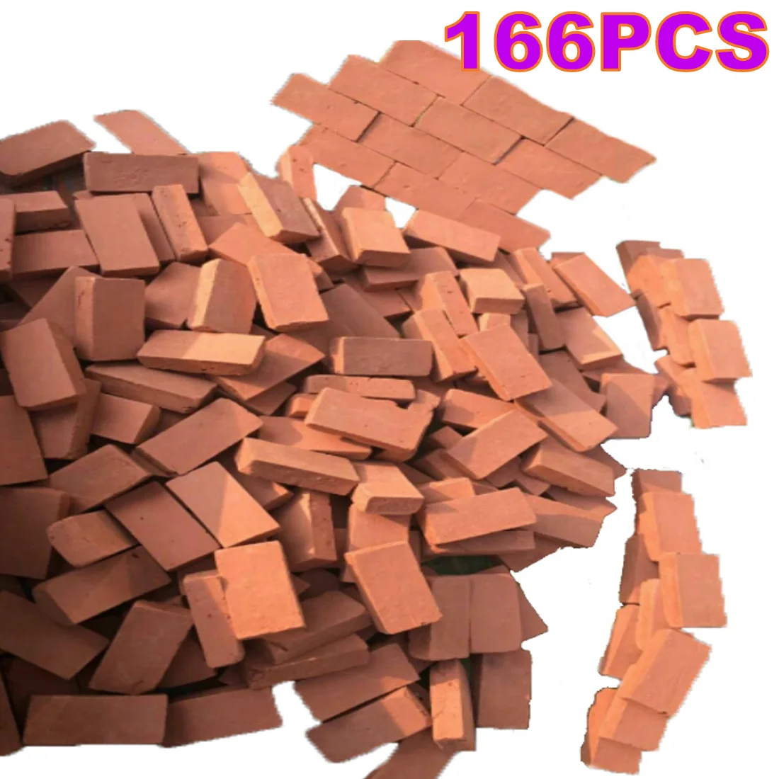 

166Pcs 1:16 Scale Mini Red Bricks Model Antique Micro Landscape Decorative Bricks For DIY Sand Table Building - Orange Red