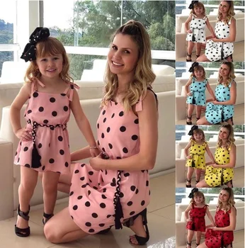 

PPXX Family Matching Clothing Mother Daughter Dress Polk Dot Mom Girl Kids Family Match Outfit Baby Girl Dresses Vestidos