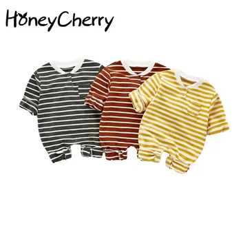 

2020 Autumn Baby boy Romper Handsome Striped Pocket One-Piece Suit baby boy clothes