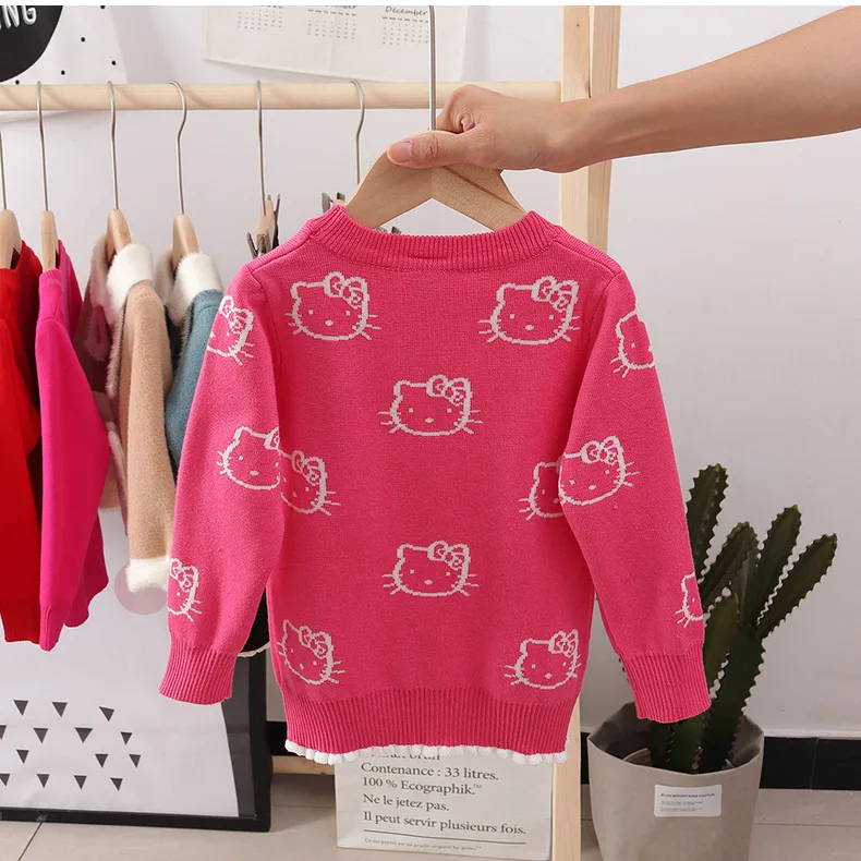 Hello kitty/Детские свитера для девочек; сезон осень-зима; детская одежда; свитер для мальчиков; пуловер с длинными рукавами и круглым вырезом; детская блузка