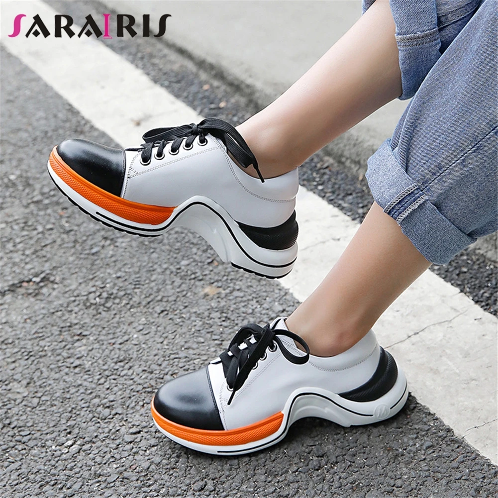 

SARAIRIS New Sneakers Brand Fashion women's Genuine Leather Flats Shoes Woman Top Quality Casual Soft Autumn Spring Flats Women