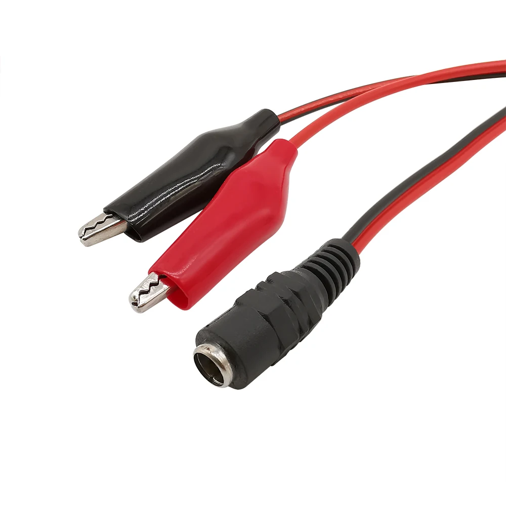 2x Alligator Clips to DC 5.5X2.1mm Male Female Power Plug Connector Adapter Crocodile Wire Cables Clip Test Leads alligator clip adapter alligator clips test clip test leads