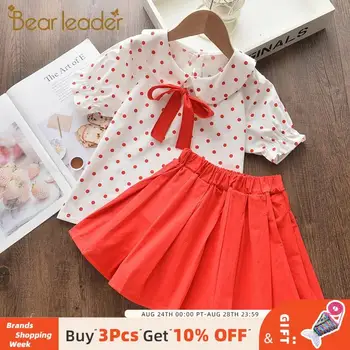 

Bear Leader Girls Clothing Sets 2020 New Fashion Girls Summer Polka Dot Clothes T-Shirt and Pants Outfits Kid Bow Clothing 2 6Y