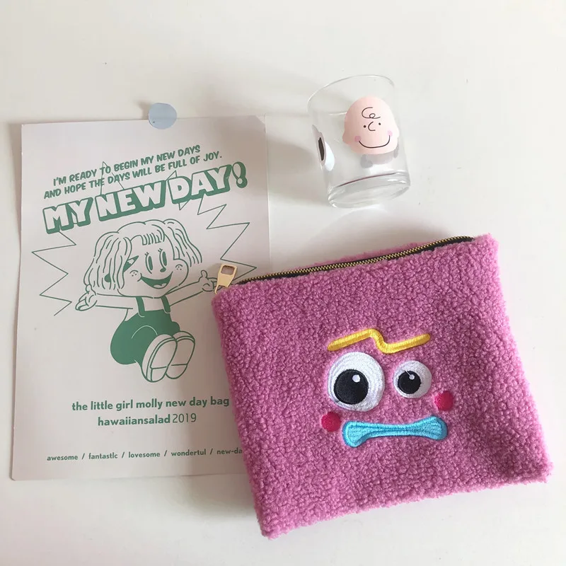 Женская плюшевая косметичка для девочек, милая косметичка, сумка для хранения денег, Женская плюшевая косметичка, органайзер, чехол