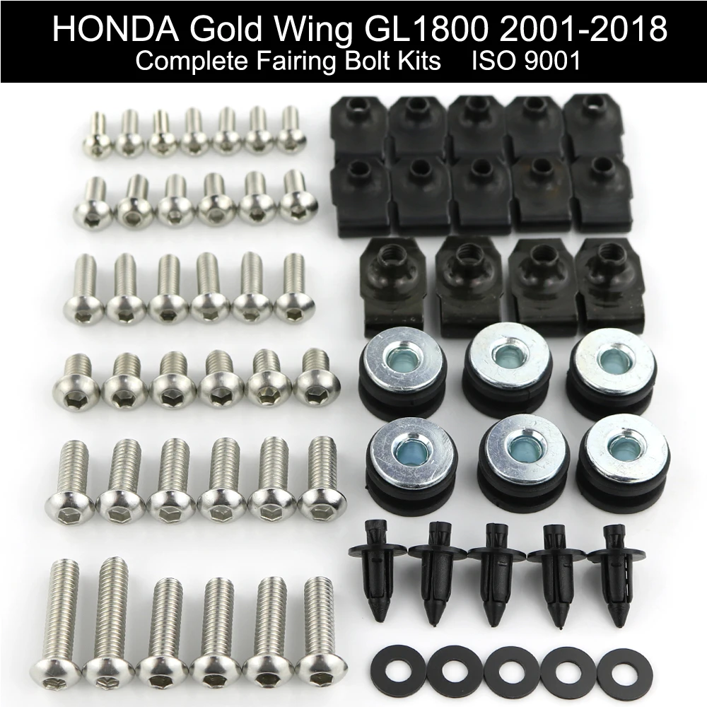 Color : Black XIAOMINDIAN Suitable for Honda CBF1000 ST1100 ST1300 CTX1300 GL1800 Goldwing 6mm 5mm Complete Full Fairing Bolts Kit Nuts Fairing Clips Screws Screw Parts 