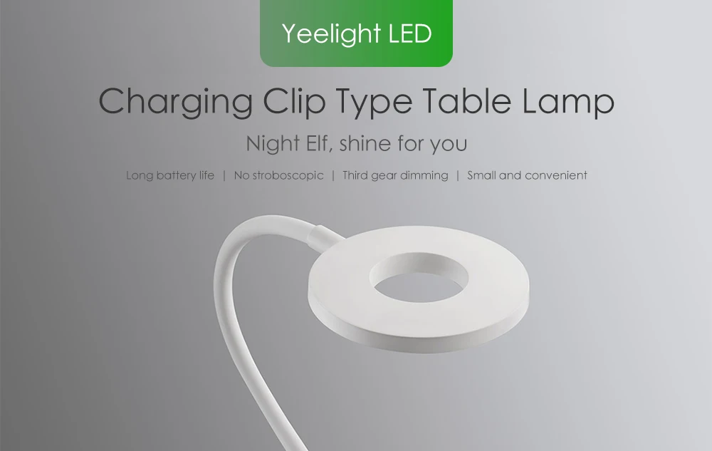 Xiaomi Yeelight светодиодный настольный светильник с зажимом, ночник, светильник, USB Перезаряжаемый, 360 градусов, Регулируемая лампа для чтения, для спальни