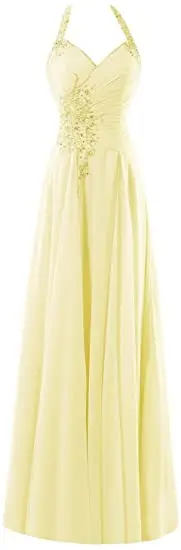 ANGELSBRIDEP Halter Long Bridesmaid Dresses Formal Beading Floor-Length Chiffon Vestido da dama de honra Formal Party Gowns