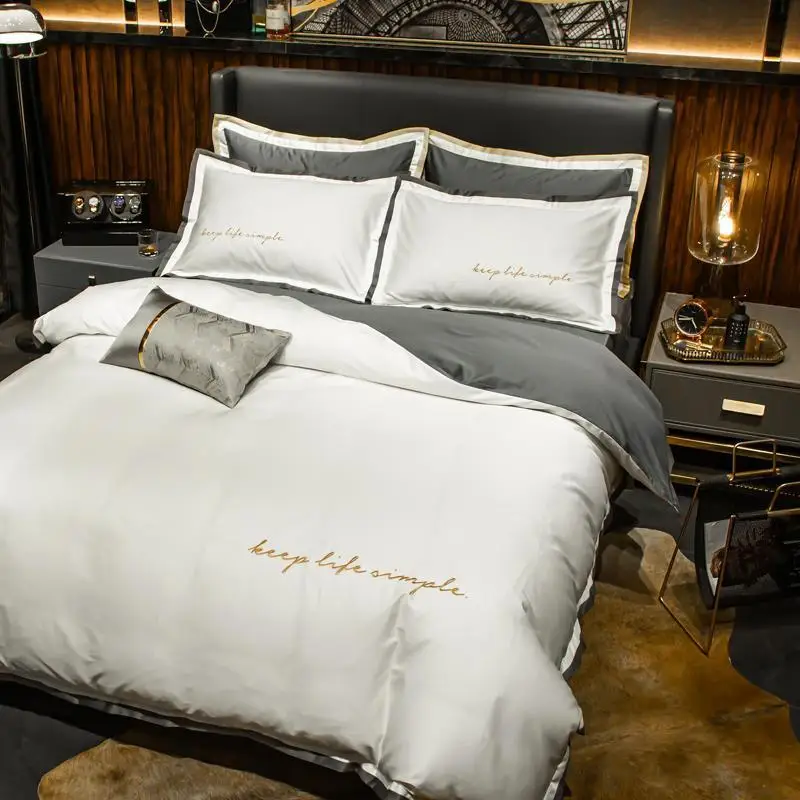 

5-star Hotel Luxury 100% Egyptian Cotton Bedding Sets Full Queen King Duvet Cover Bed/Flat Sheet Fitted Sheet embroidered copy2